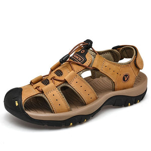 Classic Men's Sandals Summer Genuine Leather Sandals Breathable Men Brand Shoes Plus Size Sandals Soft Outdoor Men Roman Sandals
