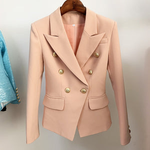 TOP QUALITY New Fashion 2021 Designer Blazer Jacket Women's Classic Double Breasted Metal Lion Buttons Blazer Outer size S-4XL