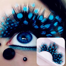 Laden Sie das Bild in den Galerie-Viewer, 1 Pair Fashion Colors Cosplay Halloween Feather False Eyelashes Handmade Party Exaggerated Fake Eye Lashes Extension Makeup Tool