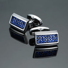 Charger l&#39;image dans la galerie, Novelty Luxury Blue white Cufflinks for Mens  Brand High Quality crown Crystal gold silver Cufflinks Shirt Cuff Links