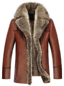 Faux Fur Collar men Faux Leather Jackets Winter Thicken Coat jaqueta de couro chaqueta  PU Leather jacket men