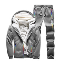 Laden Sie das Bild in den Galerie-Viewer, Winter Tracksuits Men Set Casual Thicken Fleece Warm Hooded Jacket Pants Spring Sweatshirt Sportswear Coats Hoodie Track Suits