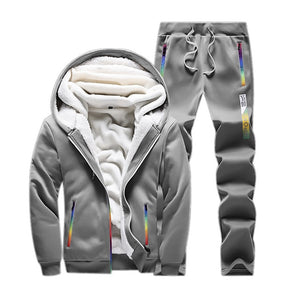 Winter Tracksuits Men Set Casual Thicken Fleece Warm Hooded Jacket Pants Spring Sweatshirt Sportswear Coats Hoodie Track Suits
