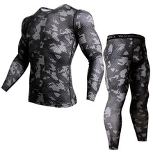 Charger l&#39;image dans la galerie, thermal underwear rash guard kit MMA Compression Apparel leggings men unionsuit Bodybuilding T-Shirt camouflage tracksuit men