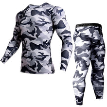 Carica l&#39;immagine nel visualizzatore di Gallery, thermal underwear rash guard kit MMA Compression Apparel leggings men unionsuit Bodybuilding T-Shirt camouflage tracksuit men