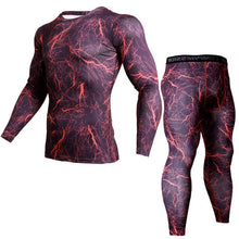 Laden Sie das Bild in den Galerie-Viewer, thermal underwear rash guard kit MMA Compression Apparel leggings men unionsuit Bodybuilding T-Shirt camouflage tracksuit men