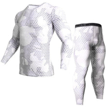 Cargar imagen en el visor de la galería, thermal underwear rash guard kit MMA Compression Apparel leggings men unionsuit Bodybuilding T-Shirt camouflage tracksuit men