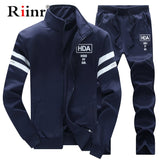 2019 New Men's Casual Sportwear Suit Autumn Spring Designer Embroidery Male Baseball Jersey Suit For Men Leisure Suits