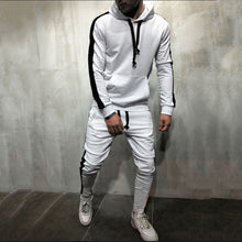 Carica l&#39;immagine nel visualizzatore di Gallery, Male Stripe Patchwork Hoodies Bigsweety 2 Pieces Sets Tracksuit Men New Brand Autumn Winter Hooded Sweatshirt +Drawstring Pants
