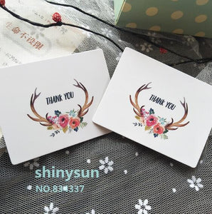 50pcs/lot mix colors New FLOWER Garland card "thank you" Small gift message card Writable card 6x8cm decoration card