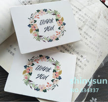 Load image into Gallery viewer, 50pcs/lot mix colors New FLOWER Garland card &quot;thank you&quot; Small gift message card Writable card 6x8cm decoration card