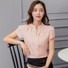 Laden Sie das Bild in den Galerie-Viewer, Korean Fashion Womens Tops and Blouses Chiffon Women Blouses Short Sleeve White Shirts Plus Size XXL Ladies Tops