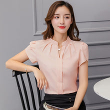 Laden Sie das Bild in den Galerie-Viewer, Korean Fashion Womens Tops and Blouses Chiffon Women Blouses Short Sleeve White Shirts Plus Size XXL Ladies Tops